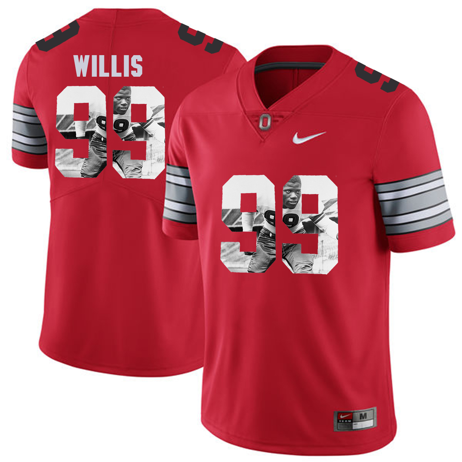 Men Ohio State #99 Willis Red Fashion Edition Customized NCAA Jerseys->->Custom Jersey